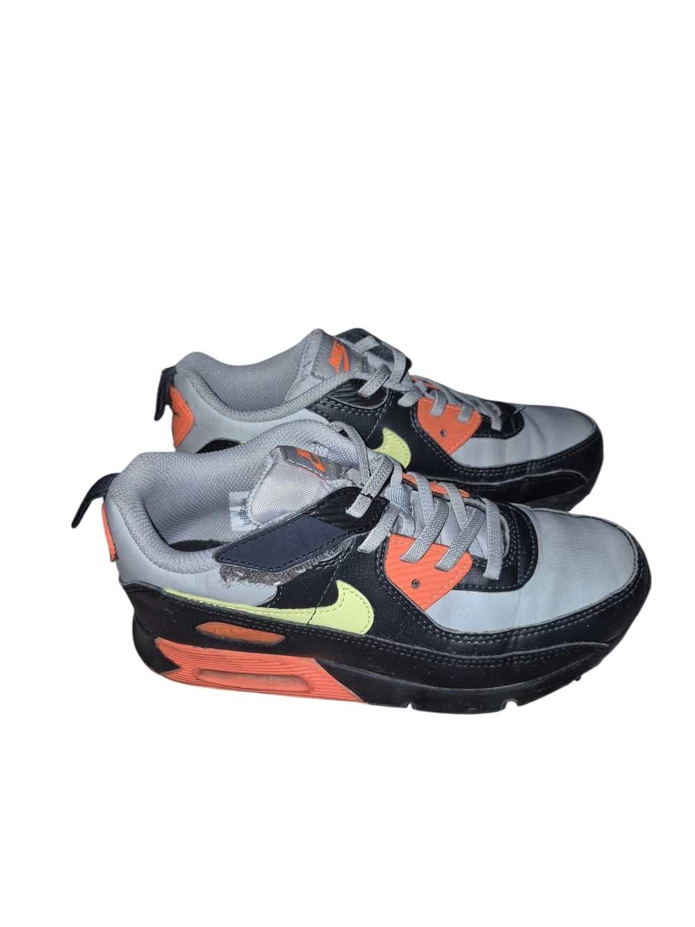 Nike Kids Sneakers in Light Gray, Black & Orange w/ Yellow Swoosh Size 3
